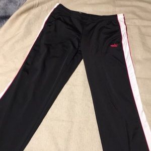 Puma Black white and hot pink stripe on side- with pockets-drawstring-